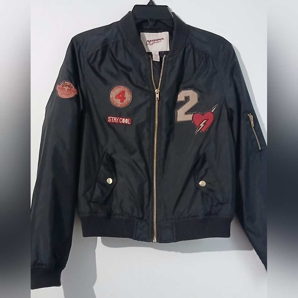 Black Bomber Jacket with Patches